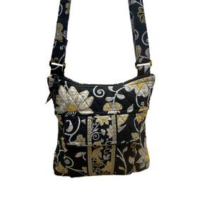 Vera Bradley Women’s Black Floral Quilted Adjustable Strap Crossbody Bag